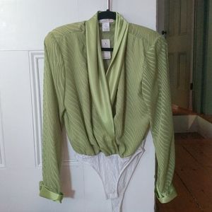 Vintage, green long sleeve bodysuit
